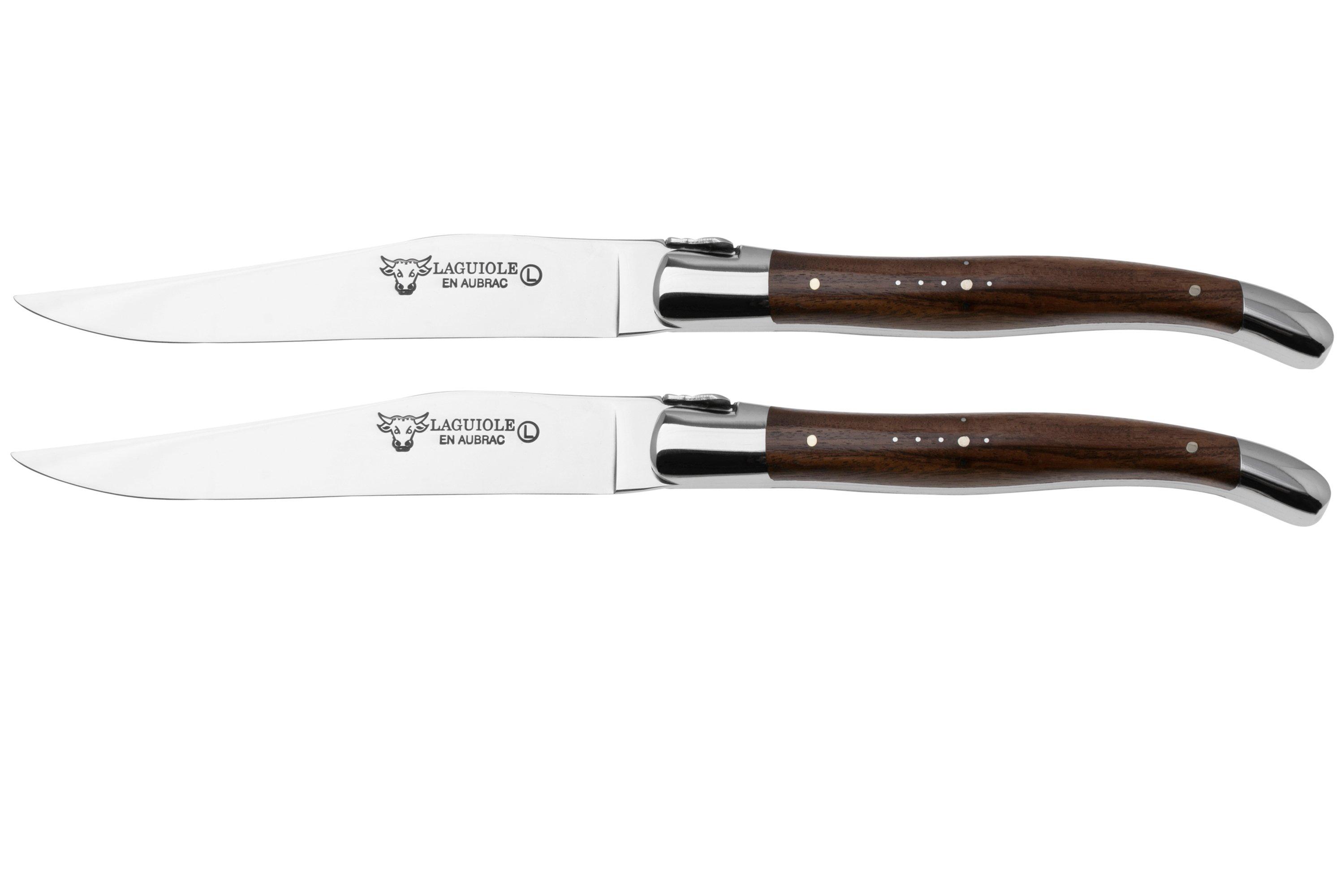 Set Da 2 Coltelli Da Bistecca Made In France – Acciaio Inox E Manico In Legno Di Faggio – Posate Professionali Per Cucina, Taglio Carne E Costolette - 2