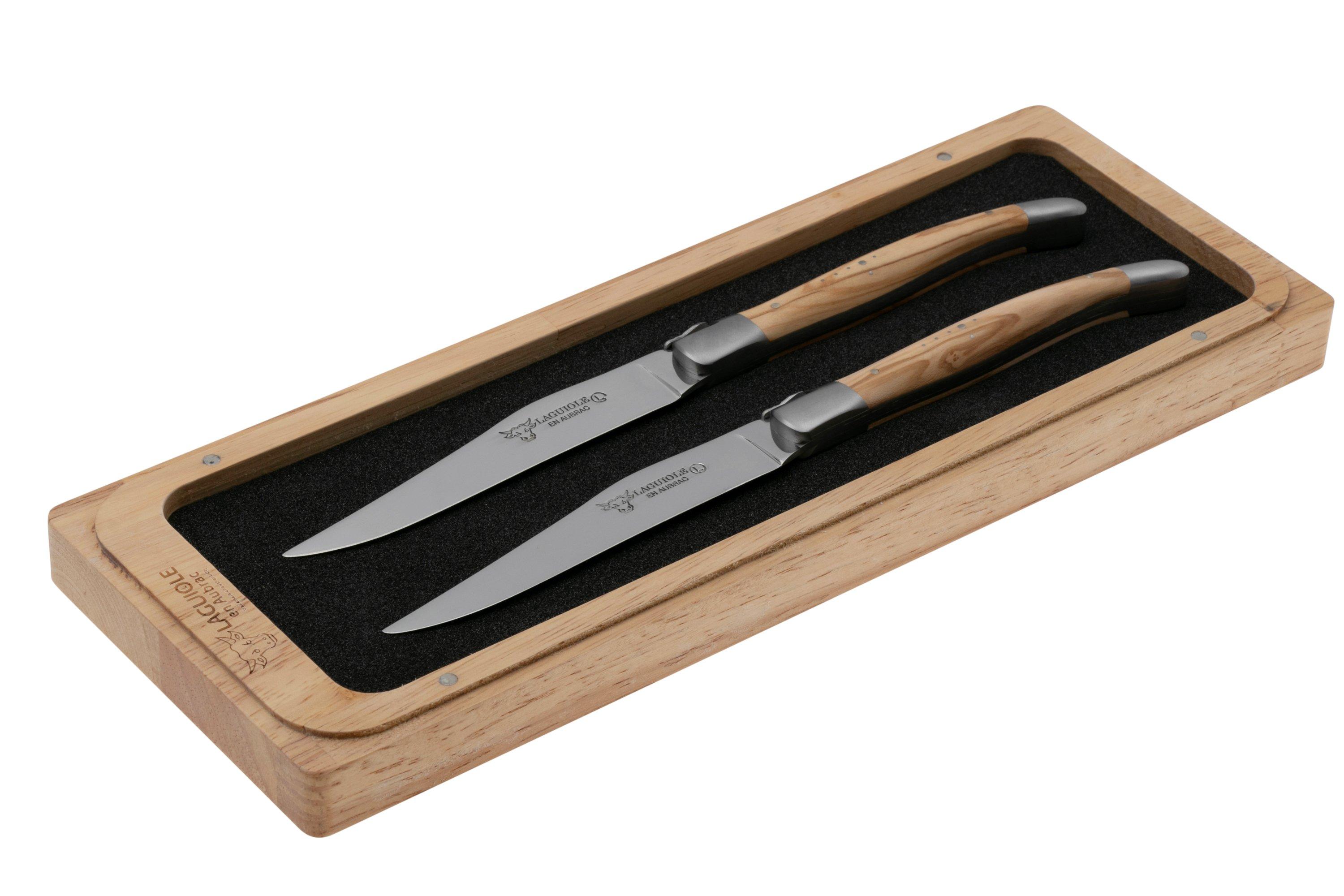 Set 3 Coltelli Da Cucina Laguiole | Chef, Spelucchino E Coltello Per Disossare | Lama Acciaio Inox E Manico Bambù | Marrone - 4
