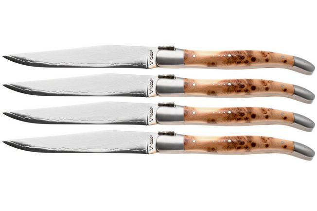 Afbeelding voor Laguiole en Aubrac 42C12-GEIHQ, Japanese Damascus, Thuja Wood, 4-delige steakmessenset