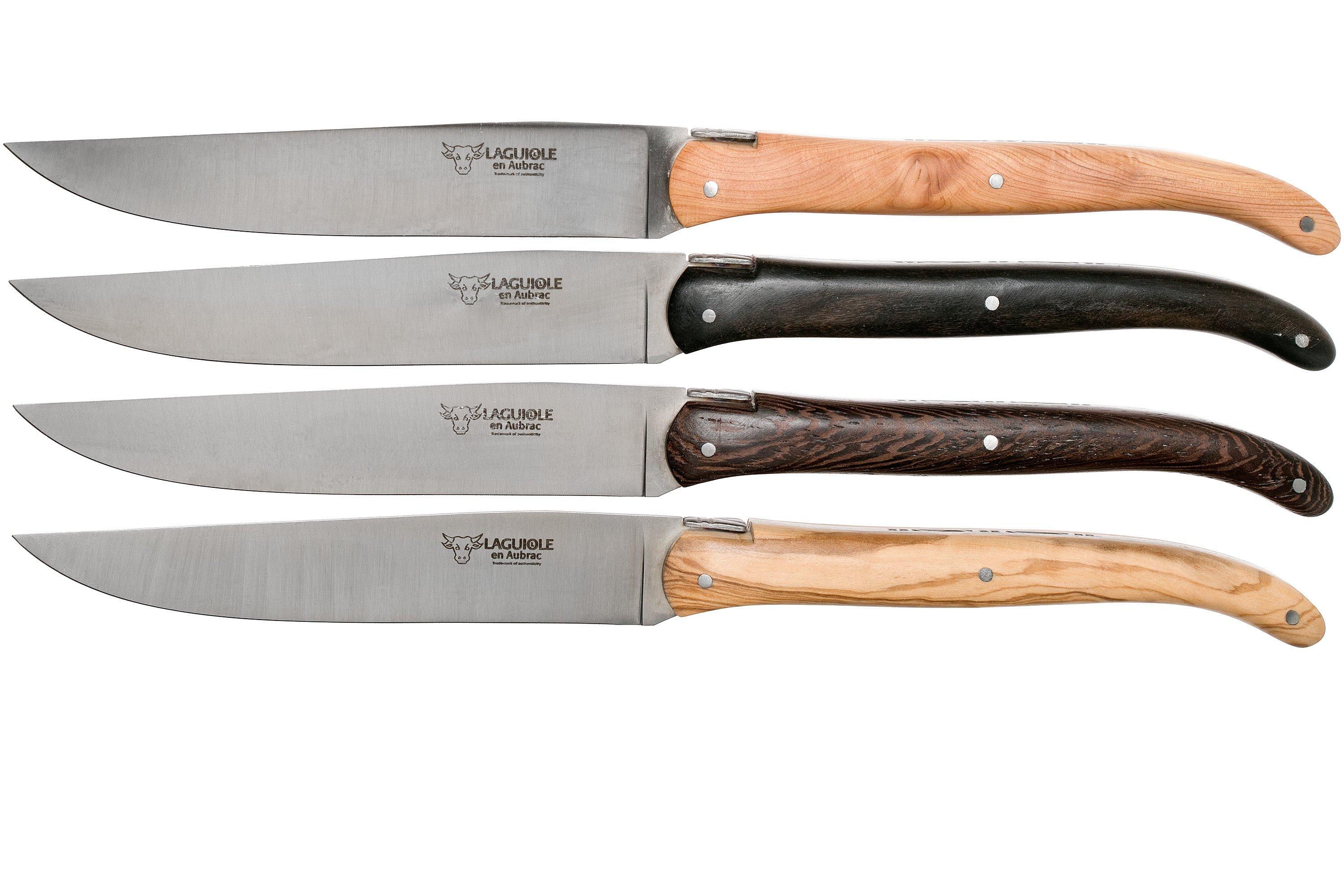 Laguiole en Aubrac steak knife set 4piece mixed wood with knife