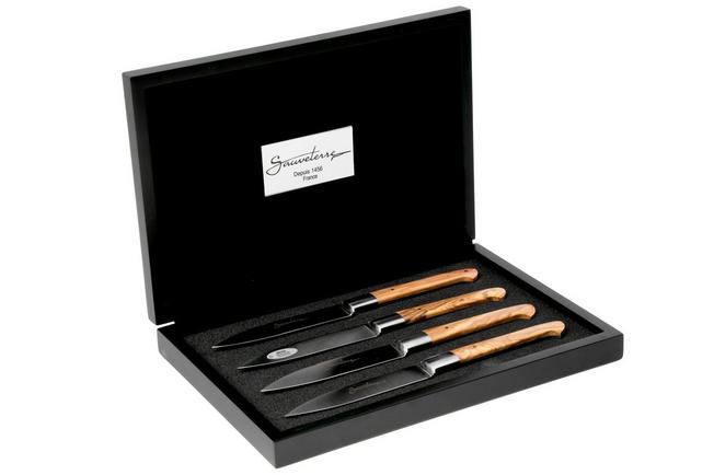 Afbeelding voor Laguiole en Aubrac Sauveterre 4S1C11OLI, Olive Wood, 4-delige steakmessenset