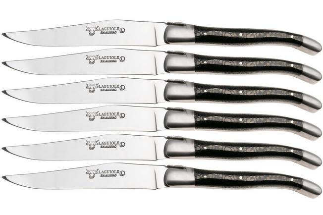 Afbeelding voor Laguiole en Aubrac 62C12CHAIH Sandvik 12C27, Ebony Wood, 6-delige steakmesset