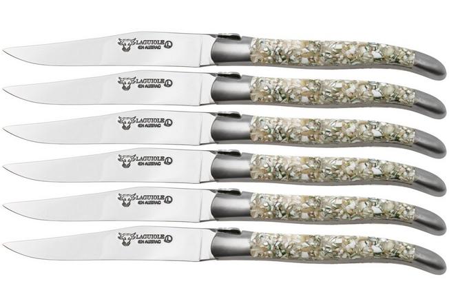 Afbeelding voor Laguiole en Aubrac 62C12CQBIH Sandvik 12C27, Green Turbot, 6-delige steakmesset