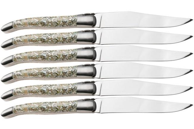 Afbeelding voor Laguiole en Aubrac 62C12CQBIH Sandvik 12C27, Green Turbot, 6-delige steakmesset