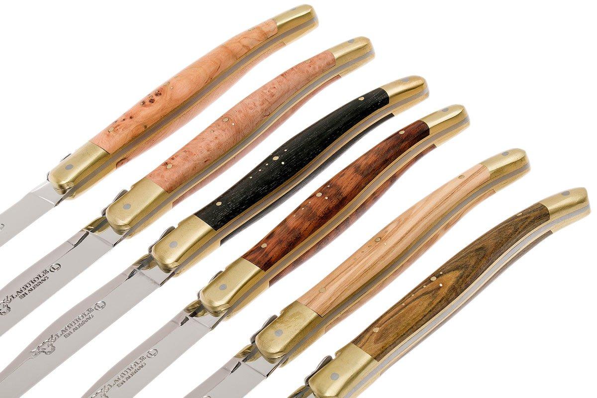 Laguiole en Aubrac set of 6 steak knives mixed wood Advantageously