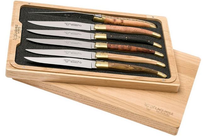 Laguiole en Aubrac set couteaux steak 6 pièces essences variées, 62C99BDLBH