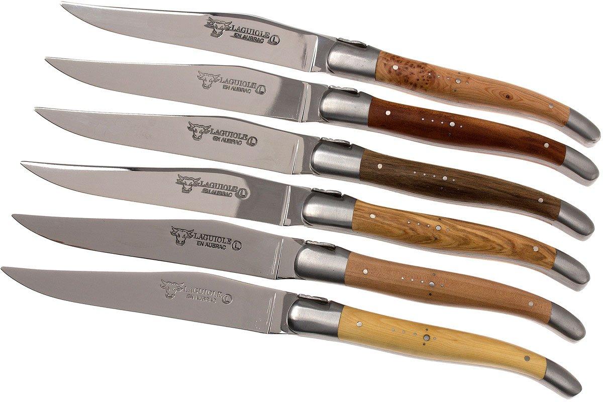 Set of 6 Laguiole en Aubrac Steak Knives 6 Mixed French wood