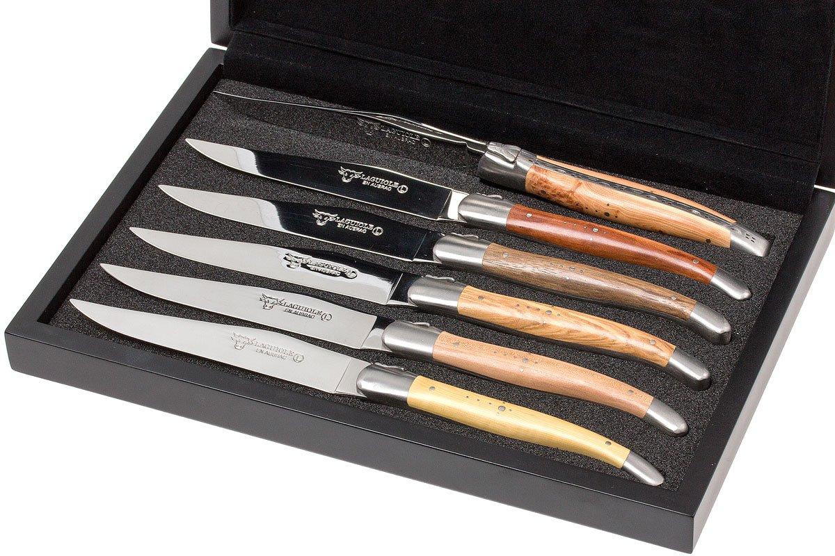 Laguiole en Aubrac steak knife set 6piece French woods