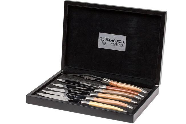 Laguiole en Aubrac steak knife set 6-piece French woods