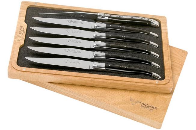 6 Couteaux de Table Laguiole en Aubrac en 6 bois de France