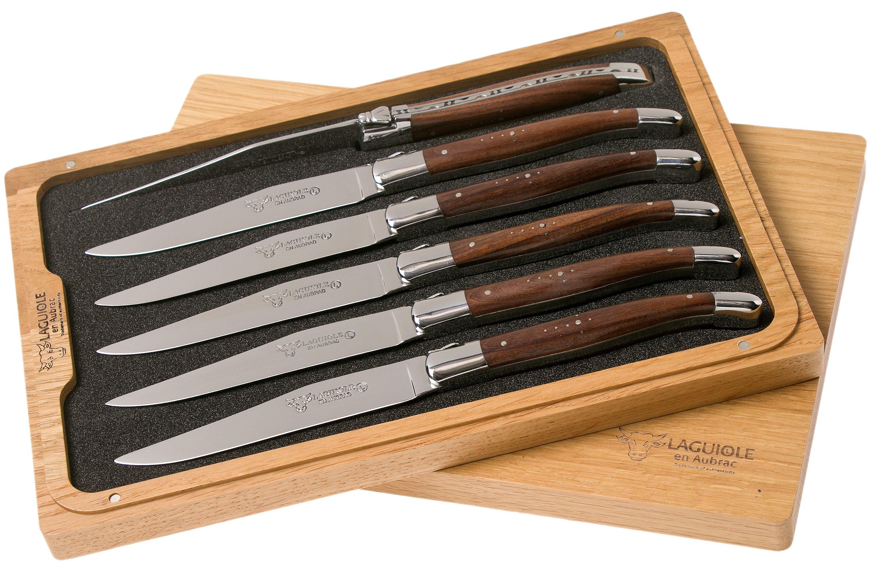 Laguiole en Aubrac Morado 62C99MORIH 6piece steak knife set purple