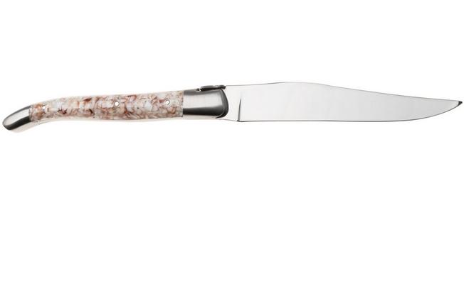 Afbeelding voor Laguiole en Aubrac Mixed Shells, Brushed Stainless Steel, 6-delige steakmessenset