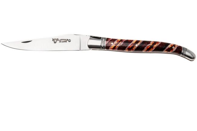 Afbeelding voor Laguiole en Aubrac Unique Piece Red Mammoth Molar, Stainless Steel Bolster, zakmes
