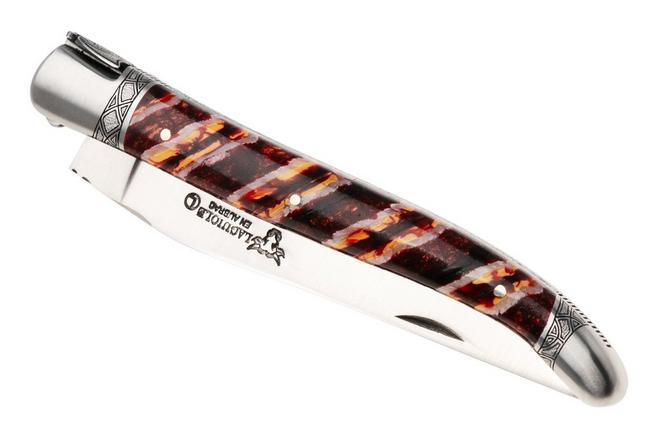 Afbeelding voor Laguiole en Aubrac Unique Piece Red Mammoth Molar, Stainless Steel Bolster, zakmes