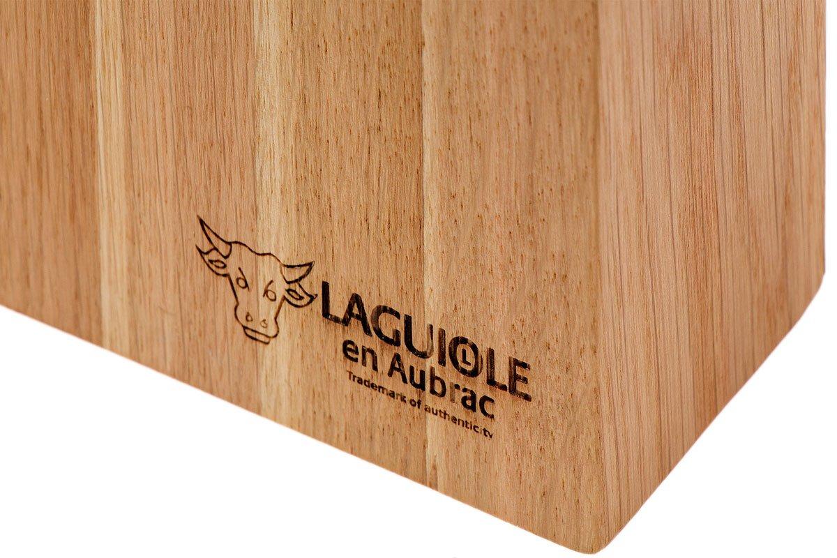 Set Coltelli Da Cucina Laguiole Gleam, 5 Lame In Acciaio 3CR13, Blocco 12x12x21.5 Cm, Finitura A Specchio, Colore Nero