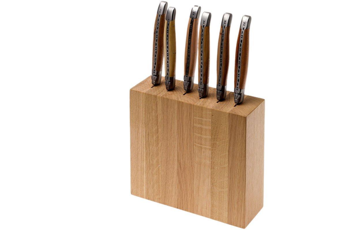 Bloc de 5 couteaux de cuisine Laguiole manche en bois