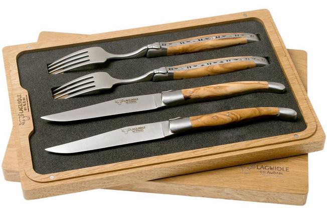 Laguiole en Aubrac 12 piece Cutlery Set Olivewood handle