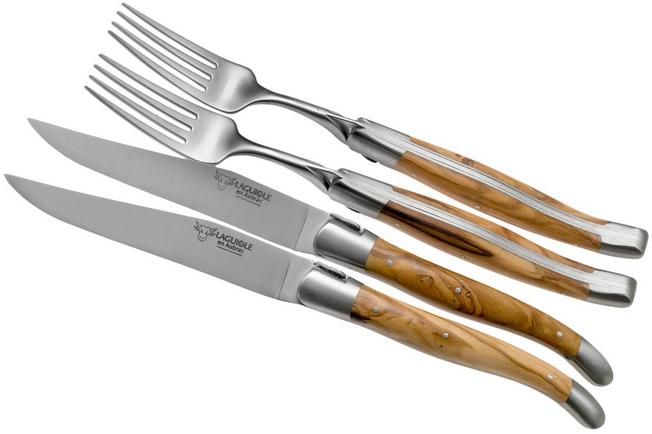 Laguiole en Aubrac 12 piece Cutlery Set Olivewood handle