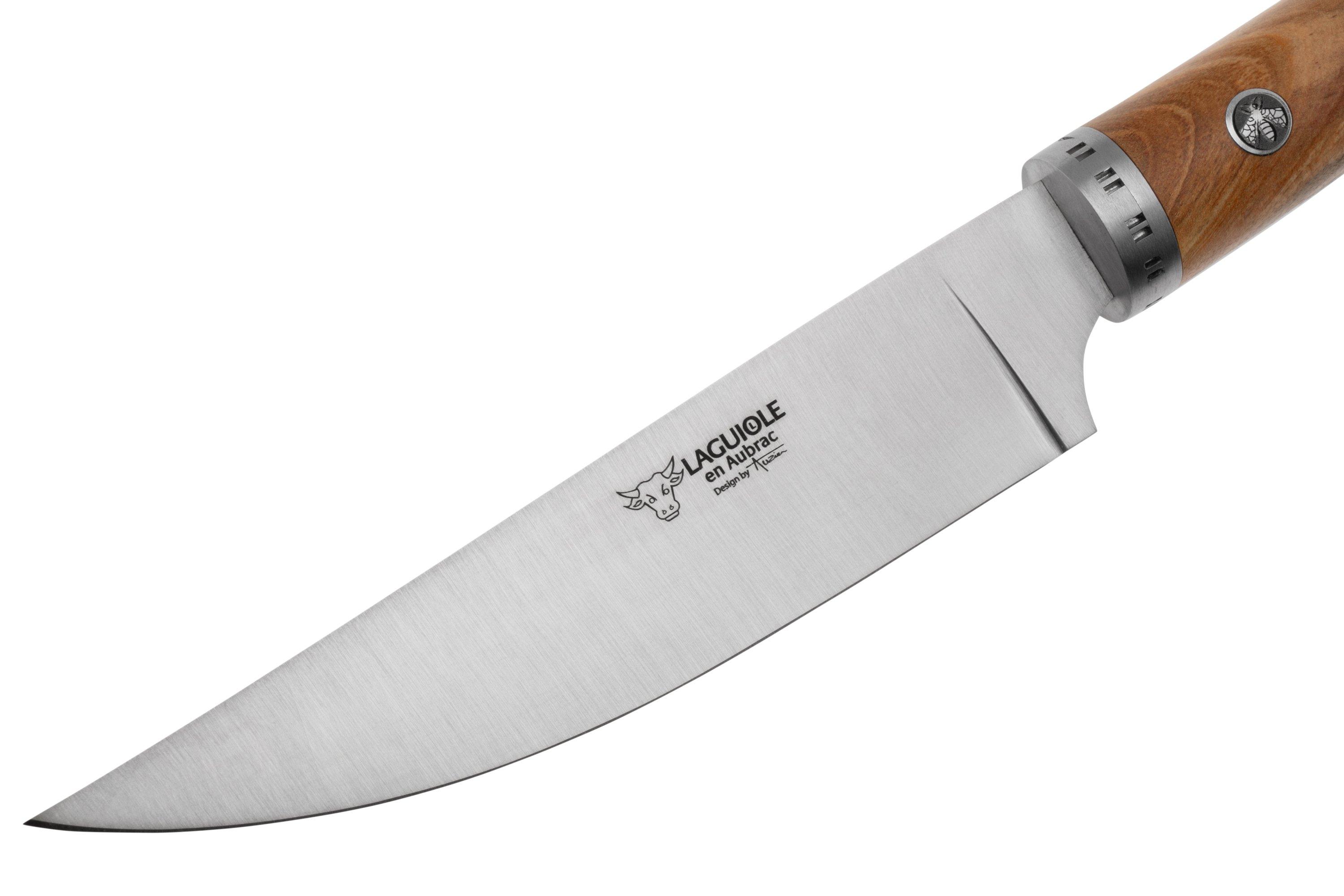 Couteau à Trancher Laguiole AYA - Martelé Noir - 32,5 Cm - Manche Pakka - Acier 5Cr15MoV