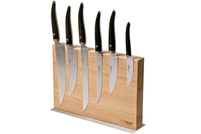 Laguiole en Aubrac Gourmet COL99CUIGOEBIB Set di coltelli da 6 pezzi in  legno di ebano con ceppo portacoltelli