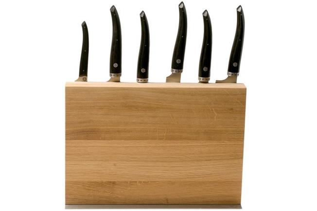 Laguiole en Aubrac Gourmet COL99CUIGOEBIB Set di coltelli da 6 pezzi in  legno di ebano con ceppo portacoltelli