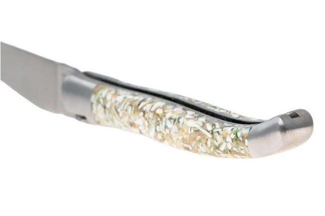 Afbeelding voor Laguiole en Aubrac L0212IIFFCQB, Sandvik 12C27, Green Turbot Shell zakmes, 12 cm