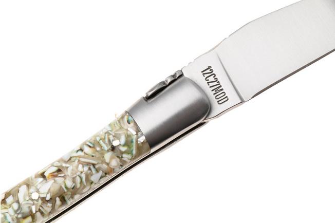 Afbeelding voor Laguiole en Aubrac L0212IIFFCQB, Sandvik 12C27, Green Turbot Shell zakmes, 12 cm