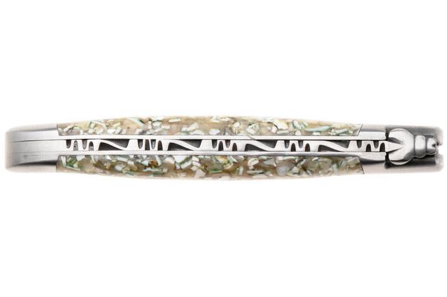 Afbeelding voor Laguiole en Aubrac L0212IIFFCQB, Sandvik 12C27, Green Turbot Shell zakmes, 12 cm