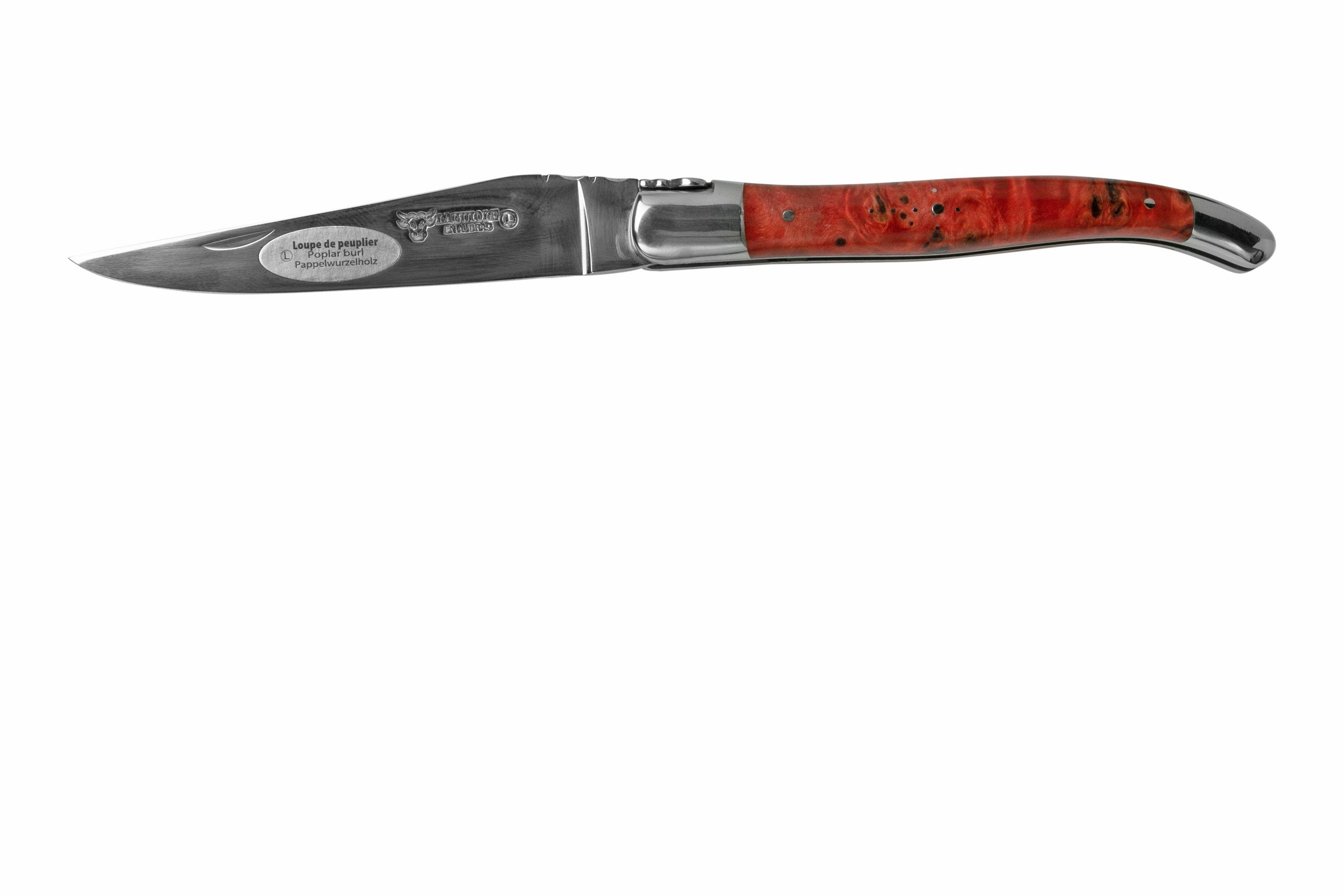 Laguiole en Aubrac coltello con manico in radica di pioppo rosso
