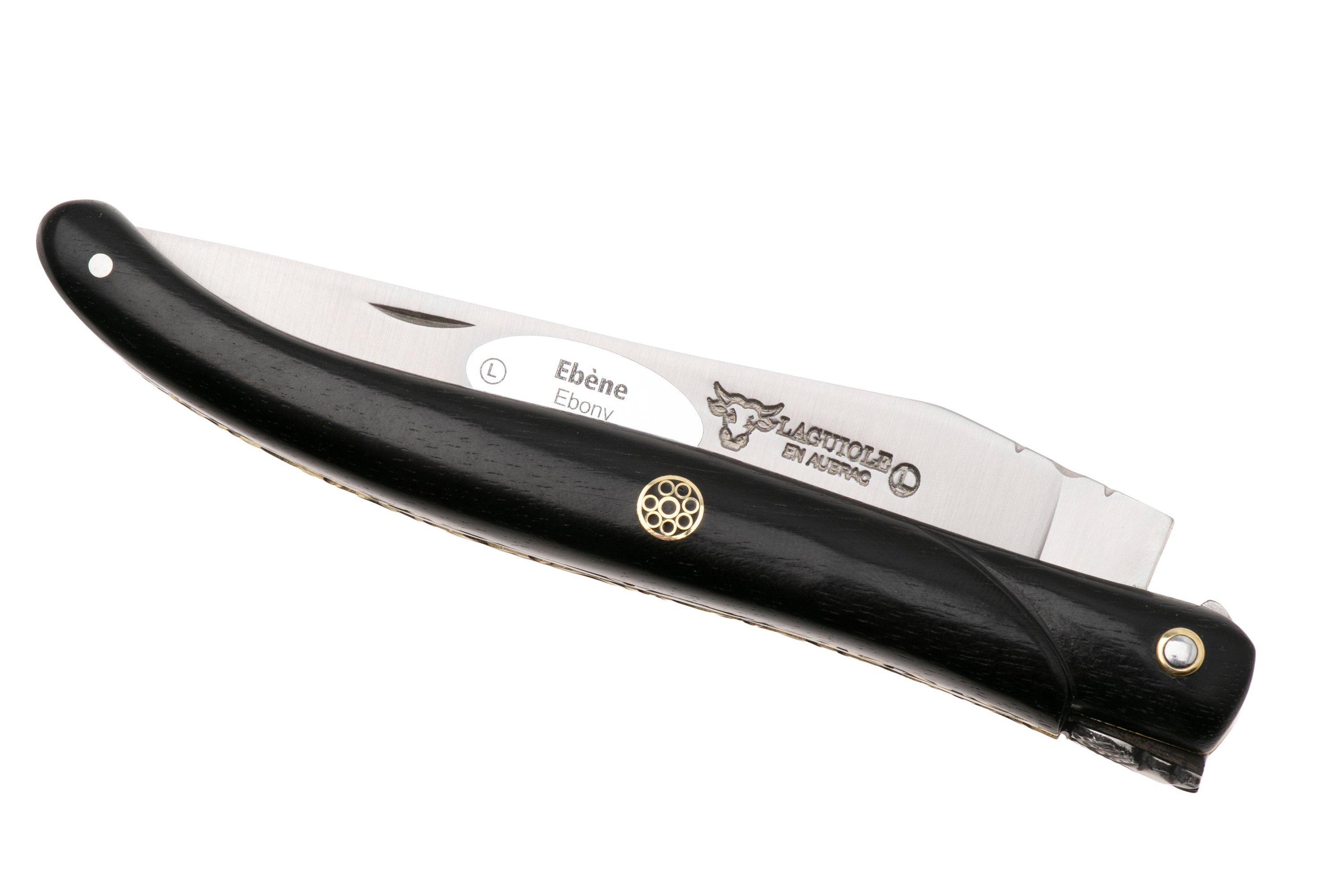 Laguiole en Aubrac Ebony, Black Mosaic Pin, Brass Liner, pocket
