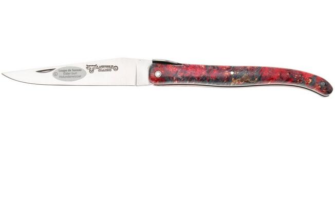 Afbeelding voor Laguiole en Aubrac Cosmos, Secret Garden Hibiscus L0512UIHHBLSU, Sandvik 12C27, Fire Elder Burl zakmes, 12 cm