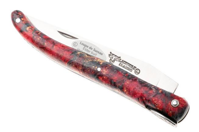 Afbeelding voor Laguiole en Aubrac Cosmos, Secret Garden Hibiscus L0512UIHHBLSU, Sandvik 12C27, Fire Elder Burl zakmes, 12 cm