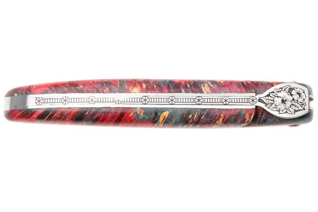 Afbeelding voor Laguiole en Aubrac Cosmos, Secret Garden Hibiscus L0512UIHHBLSU, Sandvik 12C27, Fire Elder Burl zakmes, 12 cm