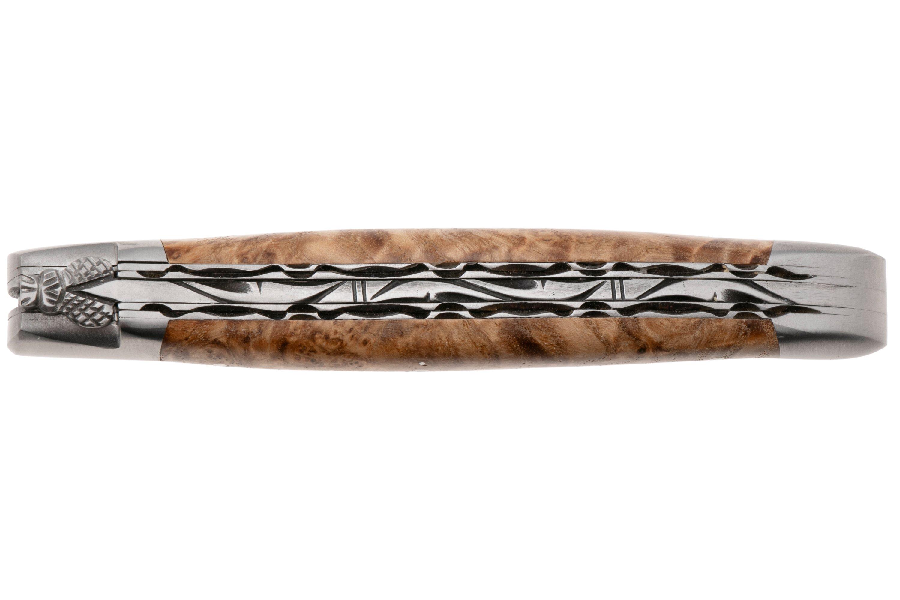 Laguiole en Aubrac Black Ash Burl, Double Plated, Matt Bolsters