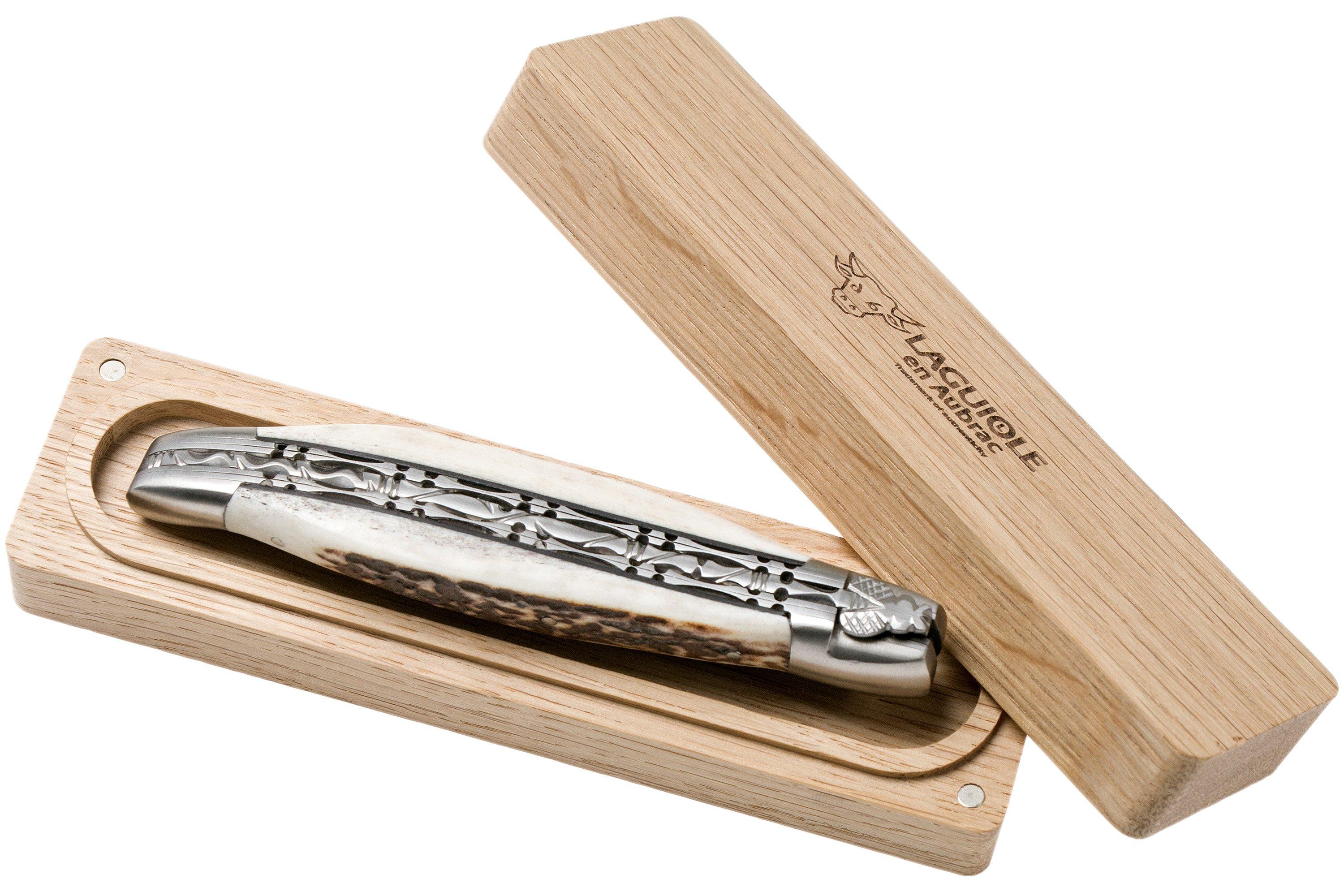 Laguiole en Aubrac 12cm Double Plates, stag horn handfiled, L0712BCI