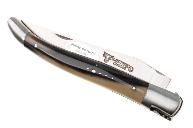 Afbeelding voor Laguiole en Aubrac Fly N12, L0712IIJ12PCF, Sandvik 12C27, Solid Horn zakmes, 12 cm