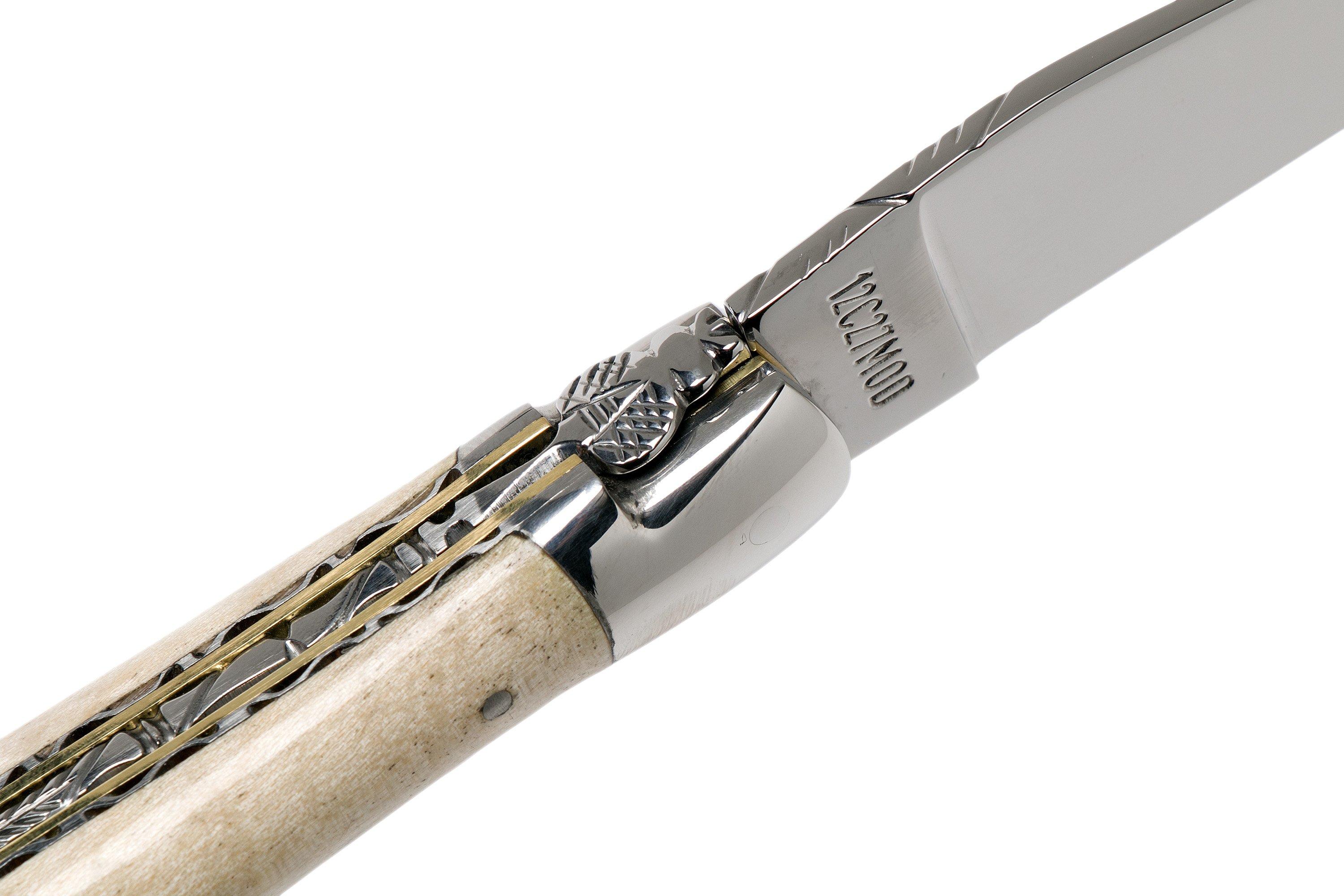 Laguiole en Aubrac 12cm Double Plates, wavy maple handfiled, L0712EEN1