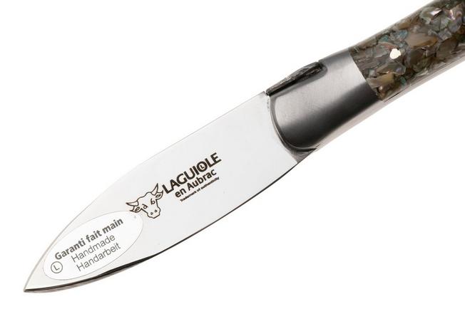 Afbeelding voor Laguiole en Aubrac Oyster Abalone, Brushed Stainless Steel, oestermes, abalone- en oesterschelp