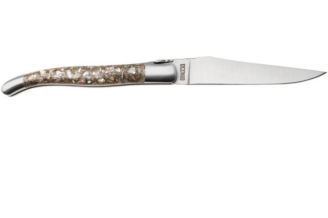 Afbeelding voor Laguiole en Aubrac Abalone Shell, Brushed Stainless Steel, zakmes, 12 cm