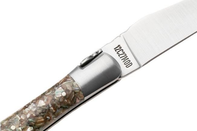 Afbeelding voor Laguiole en Aubrac Abalone Shell, Brushed Stainless Steel, zakmes, 12 cm