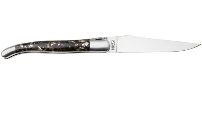 Afbeelding voor Laguiole en Aubrac Pearl Mussel and Abalone Shell, Brushed Stainless Steel, zakmes, 12 cm