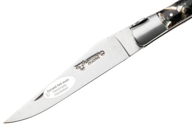 Afbeelding voor Laguiole en Aubrac Pearl Mussel and Abalone Shell, Brushed Stainless Steel, zakmes, 12 cm