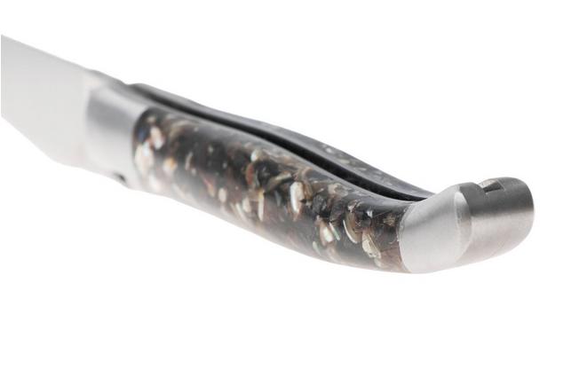 Afbeelding voor Laguiole en Aubrac Pearl Mussel and Abalone Shell, Brushed Stainless Steel, zakmes, 12 cm