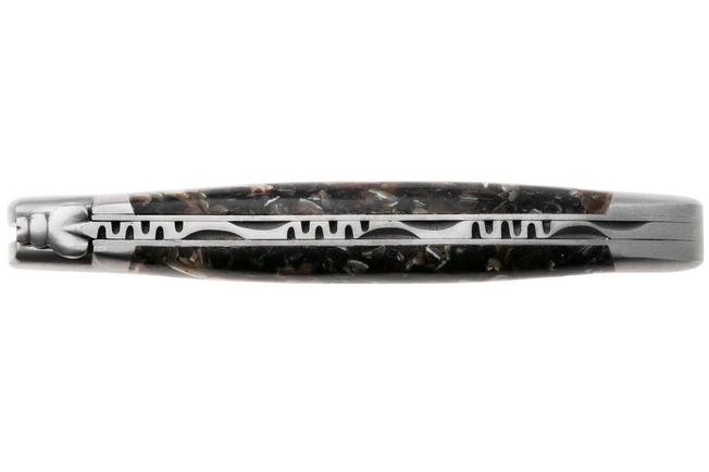 Afbeelding voor Laguiole en Aubrac Pearl Mussel and Abalone Shell, Brushed Stainless Steel, zakmes, 12 cm