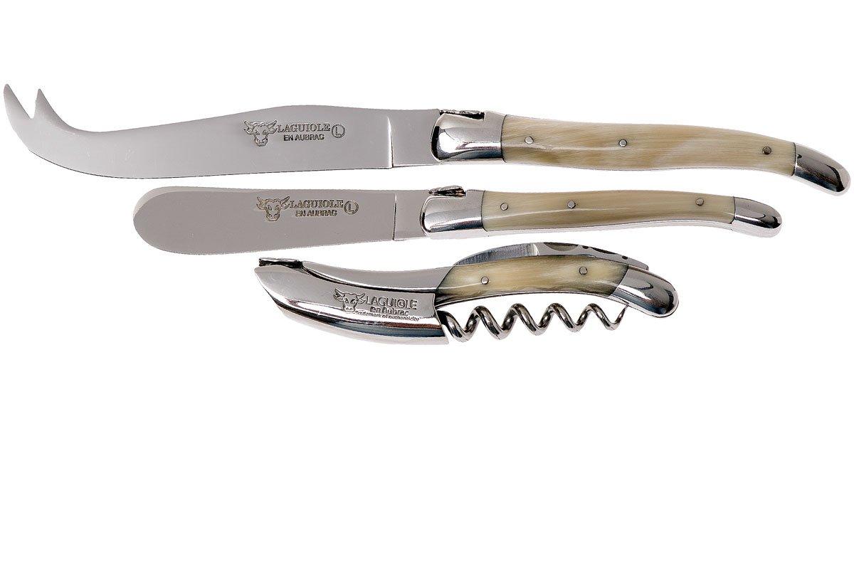 Laguiole en Aubrac wine/cheese set 3piece horn, SFV99PCIH