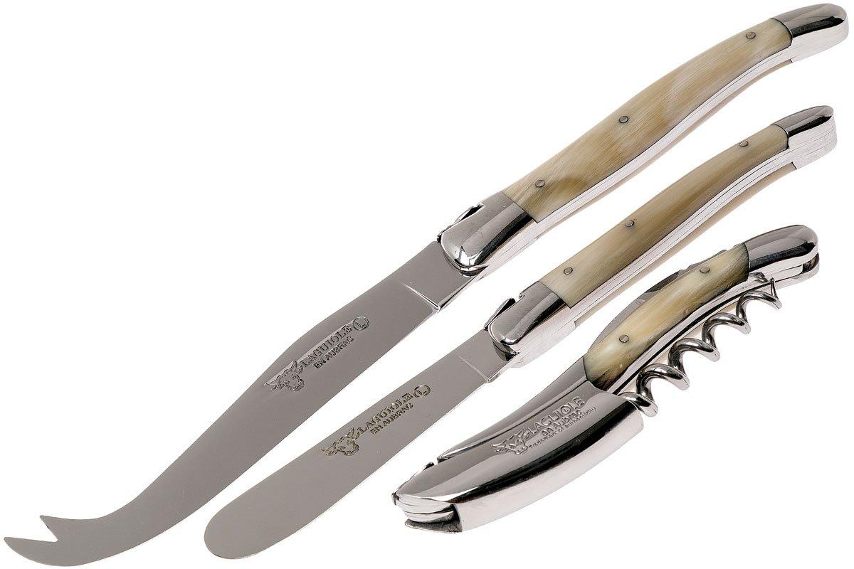 Laguiole en Aubrac wine/cheese set 3piece horn, SFV99PCIH