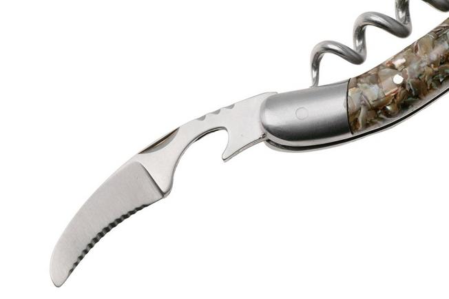Afbeelding voor Laguiole en Aubrac Sommelier SOM-ABN Brushed Stainless Steel, sommeliersmes, abalone en oesterschelp