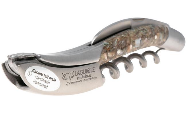Afbeelding voor Laguiole en Aubrac Sommelier SOM-ABN Brushed Stainless Steel, sommeliersmes, abalone en oesterschelp