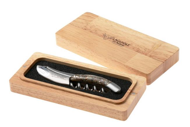 Afbeelding voor Laguiole en Aubrac Sommelier SOM-ABN Brushed Stainless Steel, sommeliersmes, abalone en oesterschelp