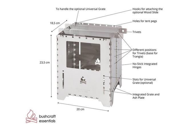 Afbeelding voor Bushcraft Essentials Bushbox XXL+ Titanium, opvouwbare stove